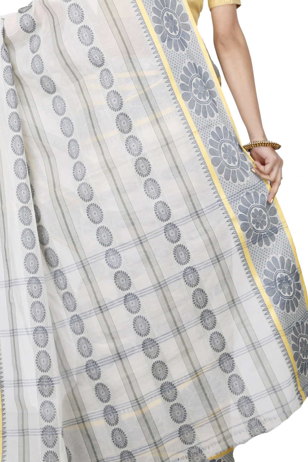 Silver Pure Cotton Chakro_Tant Tant Saree (1053)